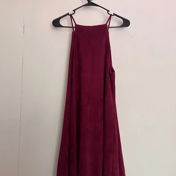 Suede Burgundy Midi Dress - Picture 4 of 4